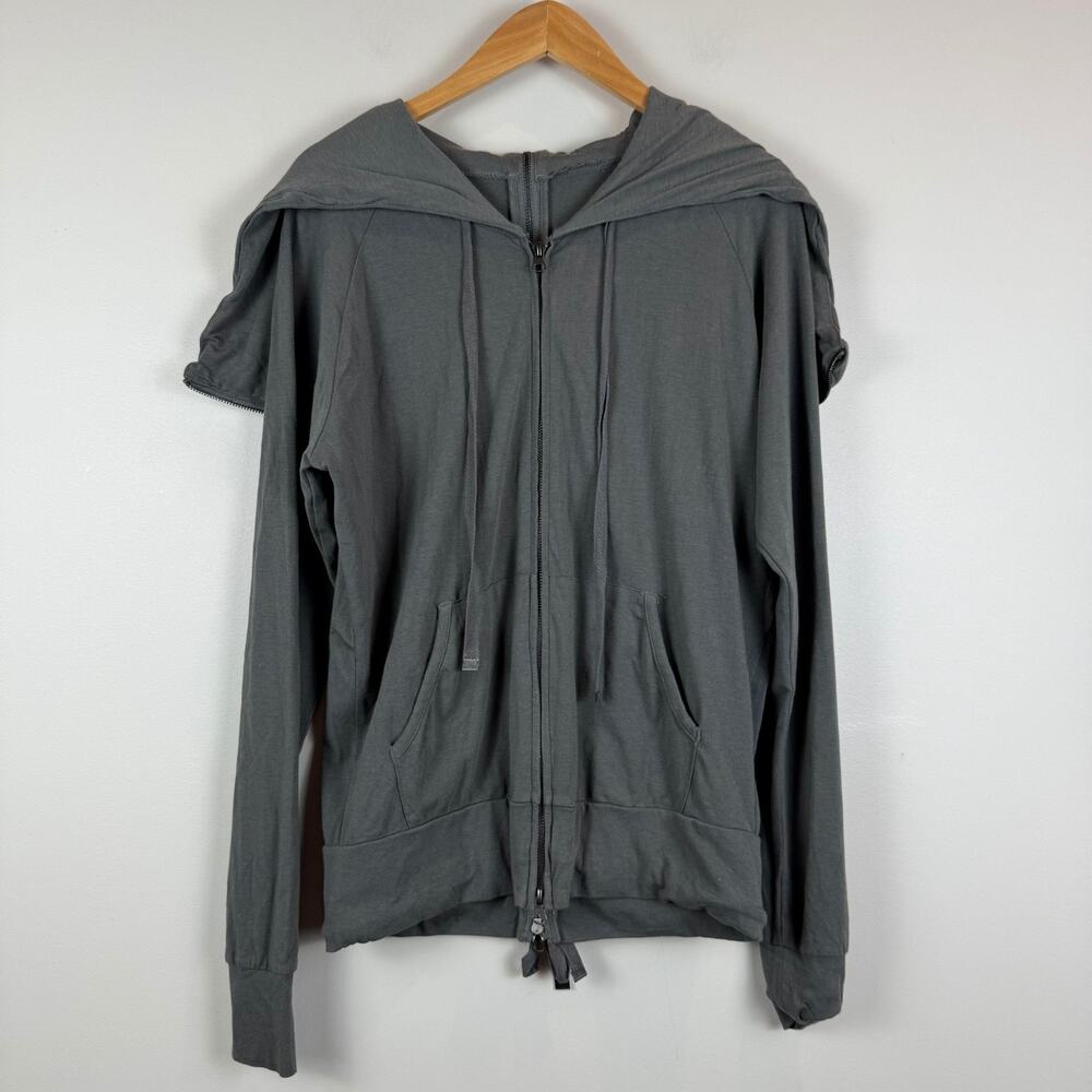 Talia Hancock Jacket Women S Gray Pima Cotton Long Sleeve Full Zip Slouchy Lagen